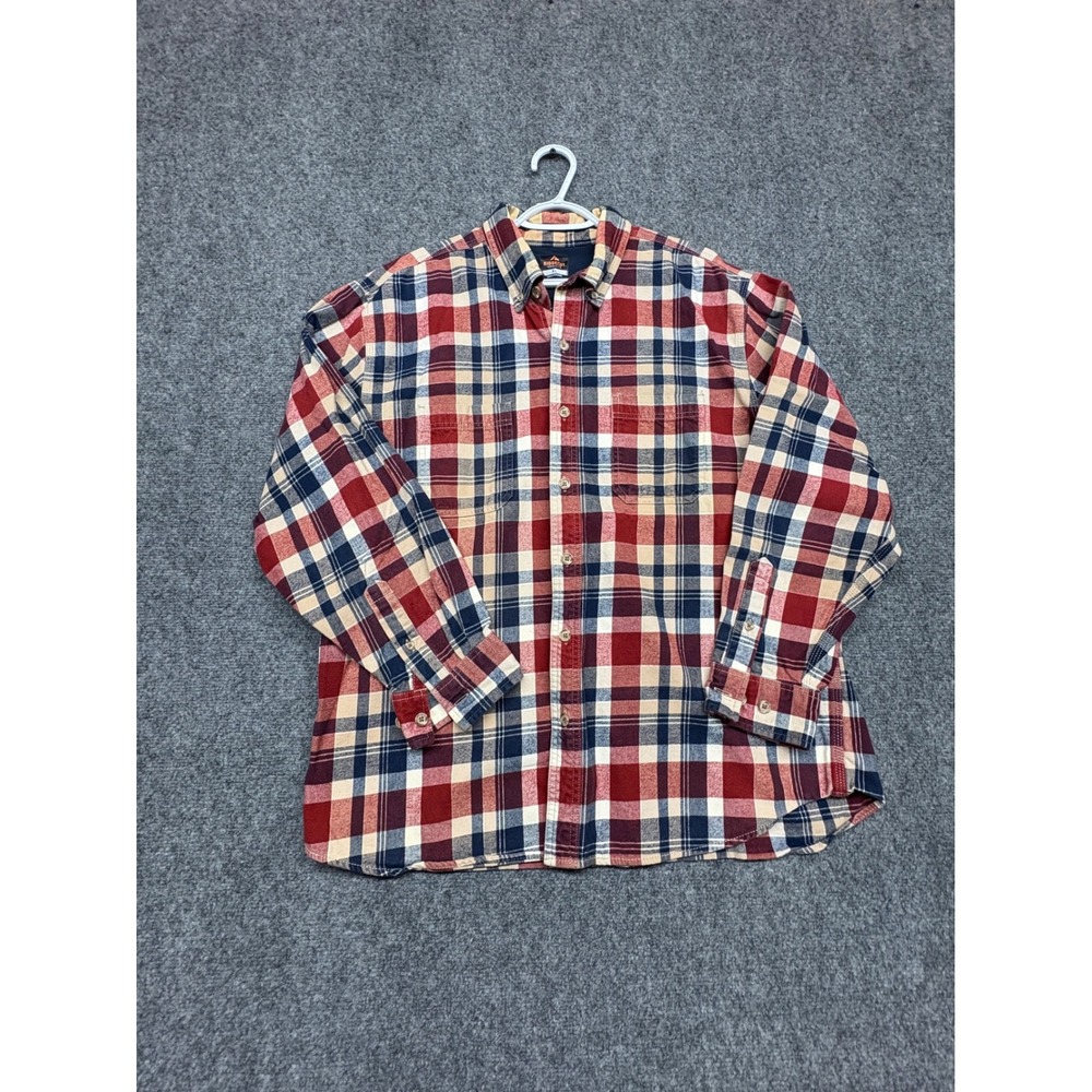 Ridgecut Toughwear Mens XL Red Blue Plaid Heavy Weight Cotton Flannel Shirt